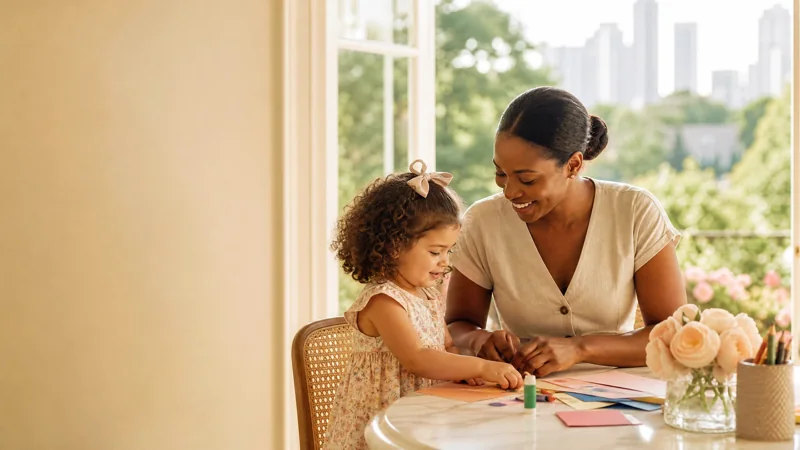 Finding a Nanny in Atlanta: A Guide for Georgia Families — professional nanny engaging with children in a family home in Atlanta for Crown Nannies