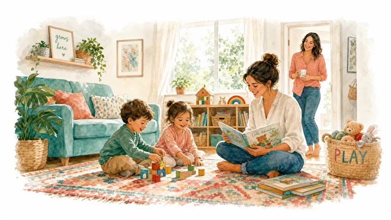 Two families and a professional caregiver planning a thoughtful shared-care arrangement — Nanny Share Guide 2026: How U.S. Families Split Care Without Splitting Standards