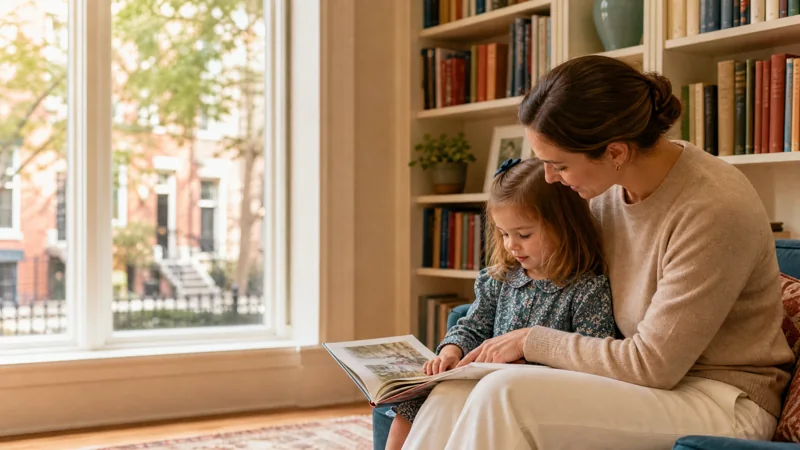 Finding a Nanny in Philadelphia: A Guide for PA Families — professional nanny engaging with children in a family home in Philadelphia for Crown Nannies