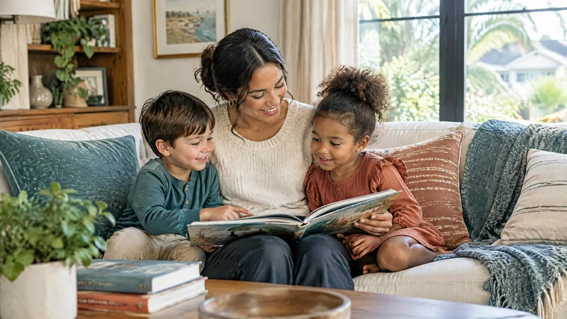 How to Hire a Nanny in Houston in 2026: A Clear Process for Busy Families — professional nanny engaging with children in a family home in Houston for Crown Nannies